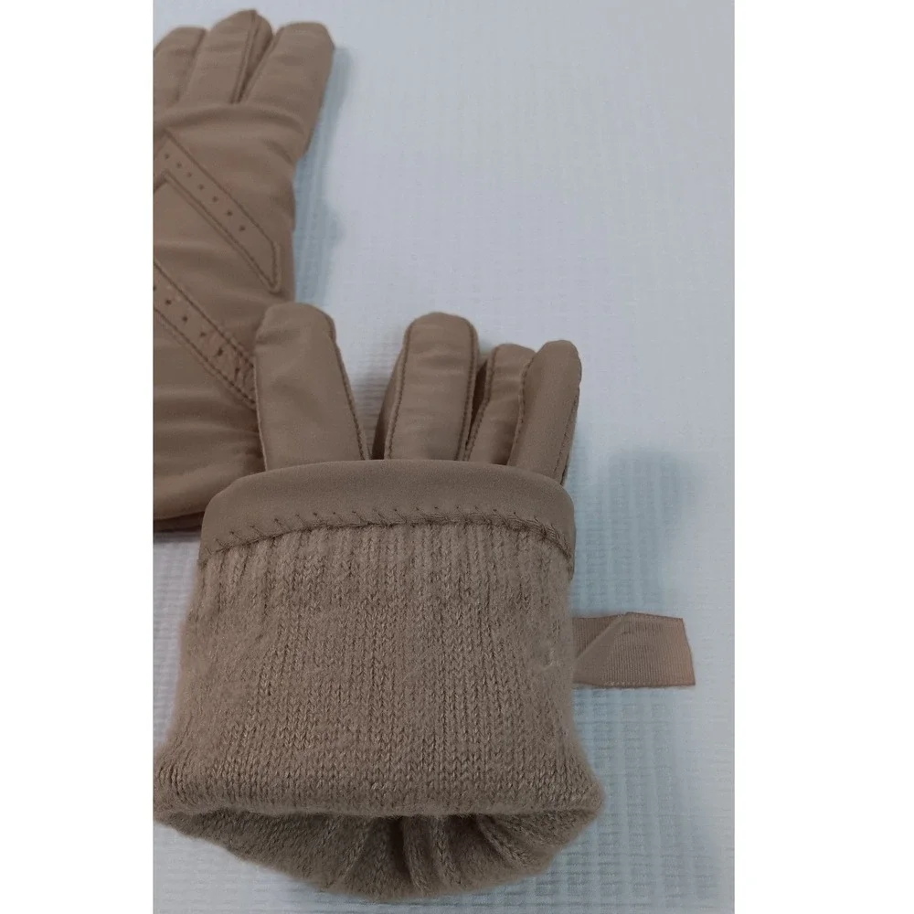 Isotoner Warm-Ups by ARIS Brown Nylon Spandex Lined Gloves One Size Vintage